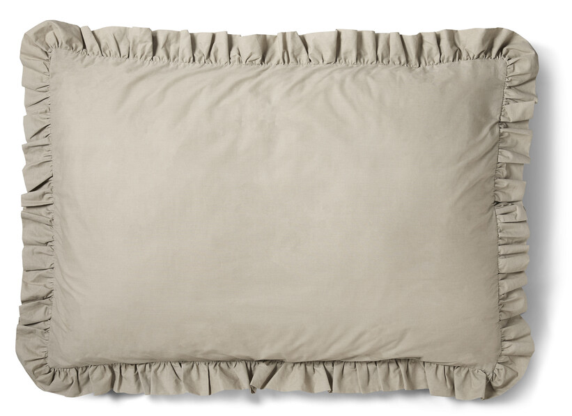 Bridgeport - Örngott till hotellkudde i garnfärgad bomull med volang, 70x100 cm  - Beige