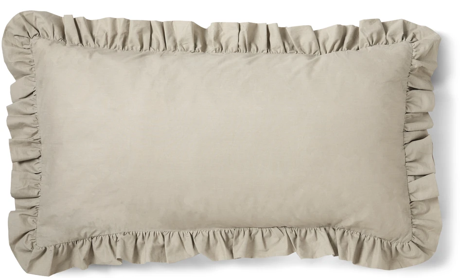 Bridgeport - Örngott till hotellkudde i garnfärgad bomull med volang, 50x90 cm - Beige