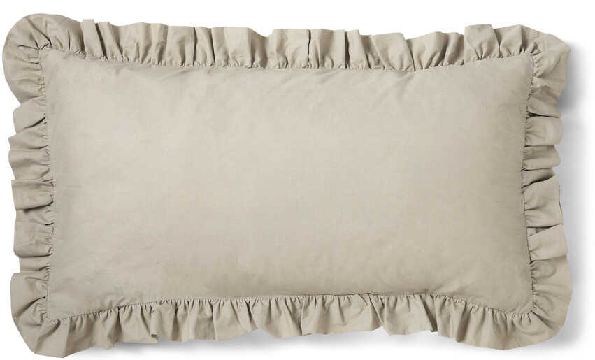 Bridgeport - Örngott till hotellkudde i garnfärgad bomull med volang, 50x90 cm - Beige