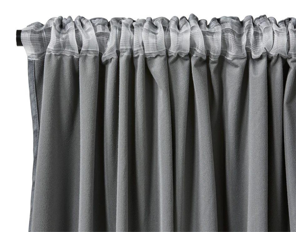 Velvet - Gardin, 140x250 cm, 2-pack - Grå