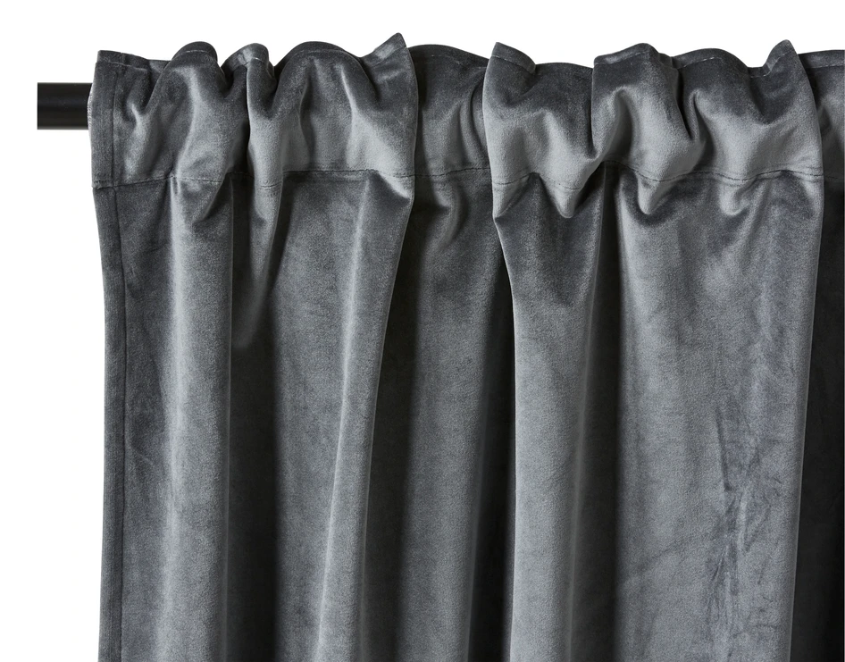 Velvet - Gardin, 140x250 cm, 2-pack - Grå