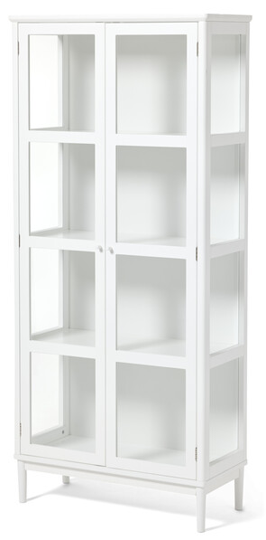 Tova - Vitrinskåp 2 dörrar, 179x37x81 cm - Vit