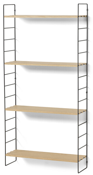 Wera - Vägghylla byggbar med 4 hyllplan, 60x18x121 cm - Svart