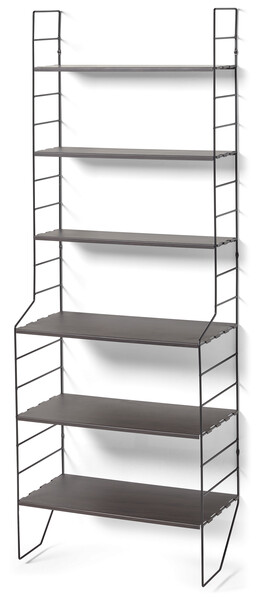 Wera - Vägghylla byggbar med 6 hyllplan, 60x18-30x164 cm - Svart
