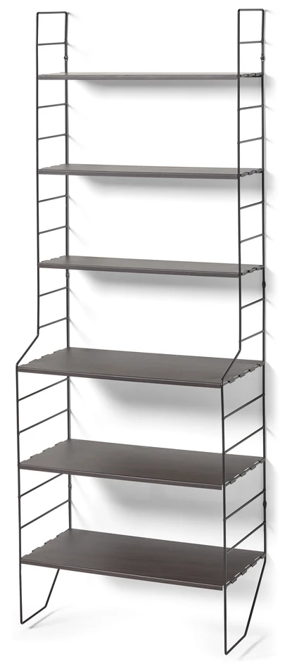 Wera - Vägghylla byggbar med 6 hyllplan, 60x18-30x164 cm - Svart