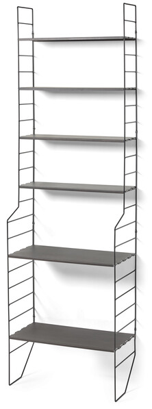 Wera - Vägghylla byggbar med 6 hyllplan, 60x18-30x198,4 cm - Svart