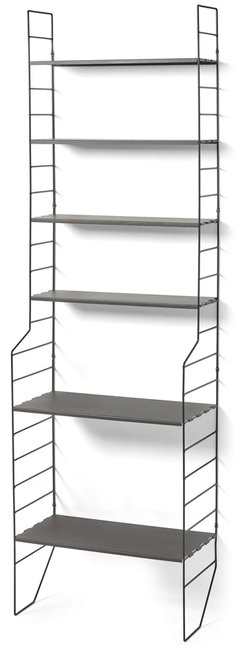 Wera - Vägghylla byggbar med 6 hyllplan, 60x18-30x198,4 cm - Svart