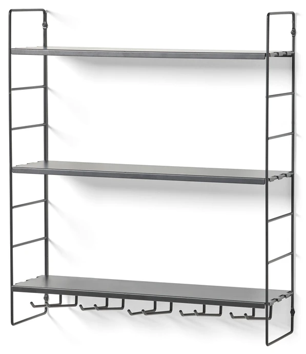 Wera, Vägghylla byggbar med 3 hyllplan varav 1 med spjut/hängare, 60x18x69,4 cm