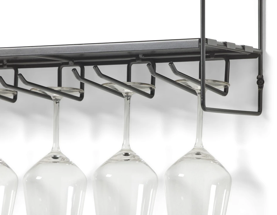 Wera - Vägghylla byggbar med 3 hyllplan varav 1 med spjut/hängare, 60x18x69,4 cm - Svart