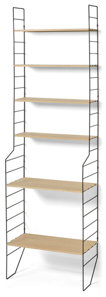 Wera - Vägghylla byggbar med 6 hyllplan, 60x18-30x198,4 cm - Svart