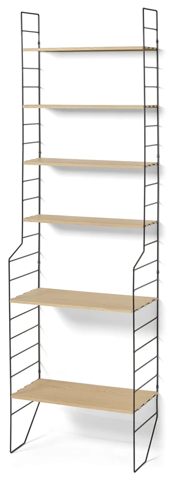 Wera - Vägghylla byggbar med 6 hyllplan, 60x18-30x198,4 cm - Svart