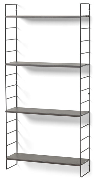 Wera - Vägghylla byggbar med 4 hyllplan, 60x18x121 cm - Brun