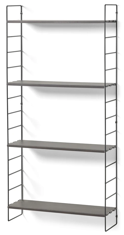 Wera - Vägghylla byggbar med 4 hyllplan, 60x18x121 cm - Brun