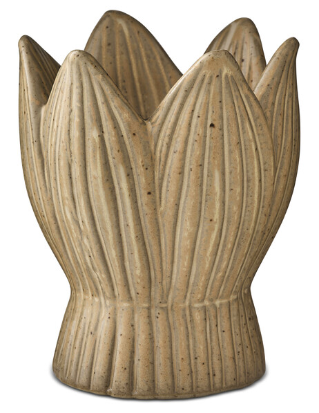 Lilja - Ljuslykta, H 10 Ø 8 cm - Beige