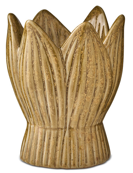 Lilja - Ljuslykta, H 10 Ø 8 cm - Brun