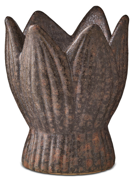 Lilja - Ljuslykta, H 10 Ø 8 cm - Brun