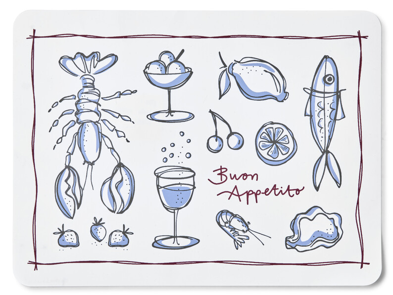 Buon Appetito - Tablett i plast, 30x40 cm - Flerfärgad