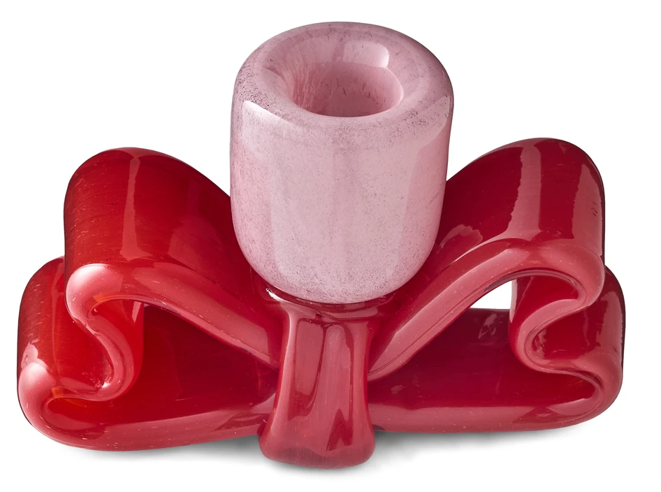 Bow - Ljusstake, H 9 B 6,4 L 13,5 cm - Rosa