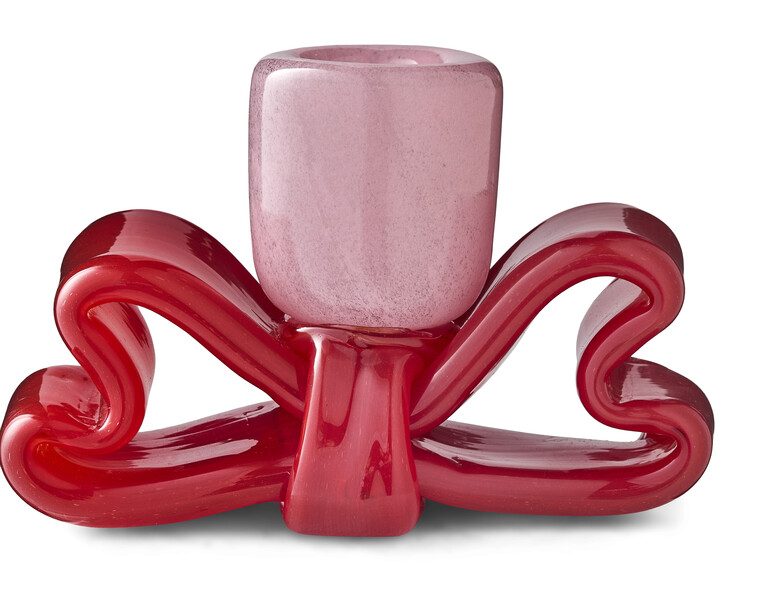 Bow - Ljusstake, H 9 B 6,4 L 13,5 cm - Rosa