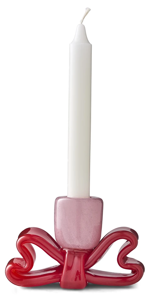 Bow - Ljusstake, H 9 B 6,4 L 13,5 cm - Rosa