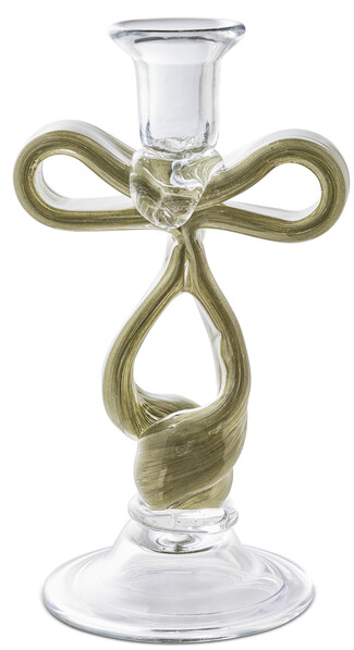 Rosette - Ljusstake, H 22,5 Ø 10,5 cm - Grön