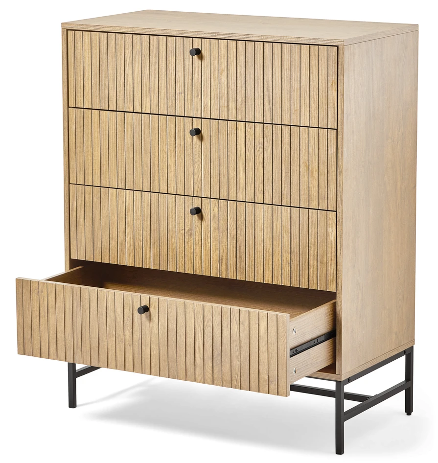 Tino - Byrå med 4 lådor, 81x40x100 cm - Beige