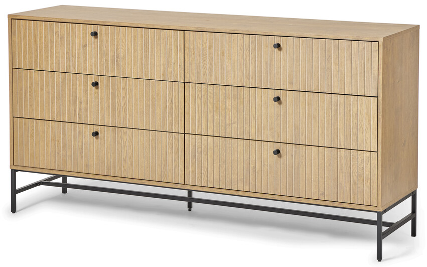 Tino - Byrå med 6 lådor, 158x40x81 cm - Beige