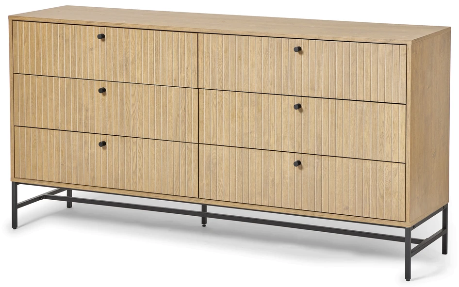 Tino - Byrå med 6 lådor, 158x40x81 cm - Beige