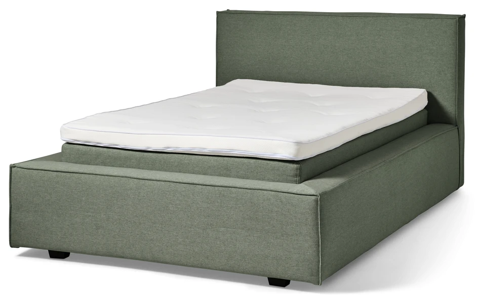 Delux Sign - Sängram inkl. gavel med resårkassett Delux Sense och bäddmadrass Sleep, enkelsäng, bäddmått 120 cm - Grön