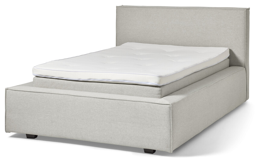 Delux Sign - Sängram inkl. gavel med resårkassett Delux Exclusive och bäddmadrass Sleep, enkelsäng, bäddmått 120 cm - Beige