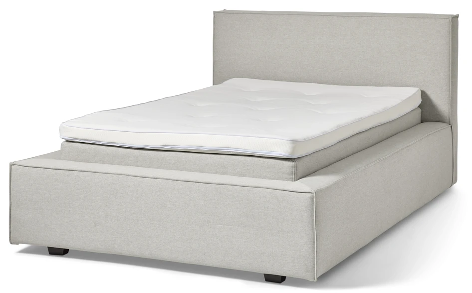 Delux Sign - Sängram inkl. gavel med resårkassett Delux Exclusive och bäddmadrass Sleep, enkelsäng, bäddmått 120 cm - Beige