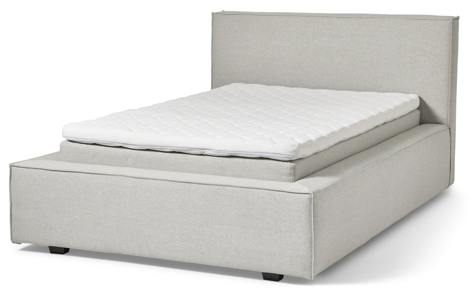 Delux Sign - Sängram inkl. gavel med resårkassett Delux Exclusive och bäddmadrass Sense, enkelsäng, bäddmått 120 cm - Beige