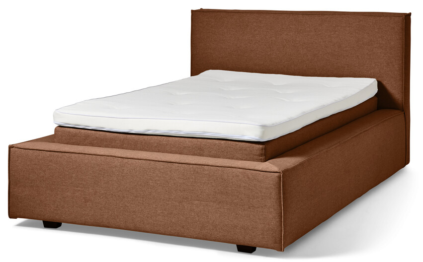 Delux Sign - Sängram inkl. gavel med resårkassett Delux Exclusive och bäddmadrass Sleep, enkelsäng, bäddmått 120 cm - Röd