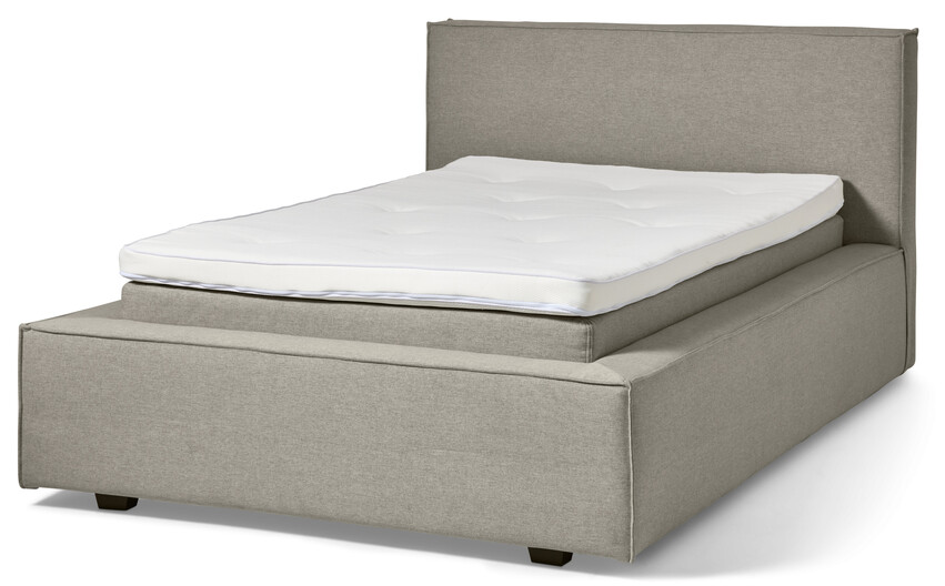 Delux Sign - Sängram inkl. gavel med resårkassett Delux Sense och bäddmadrass Sleep, enkelsäng, bäddmått 120 cm - Brun