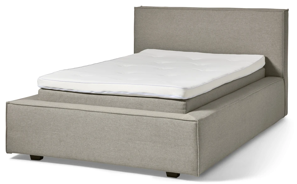 Delux Sign - Sängram inkl. gavel med resårkassett Delux Sense och bäddmadrass Sleep, enkelsäng, bäddmått 120 cm - Brun