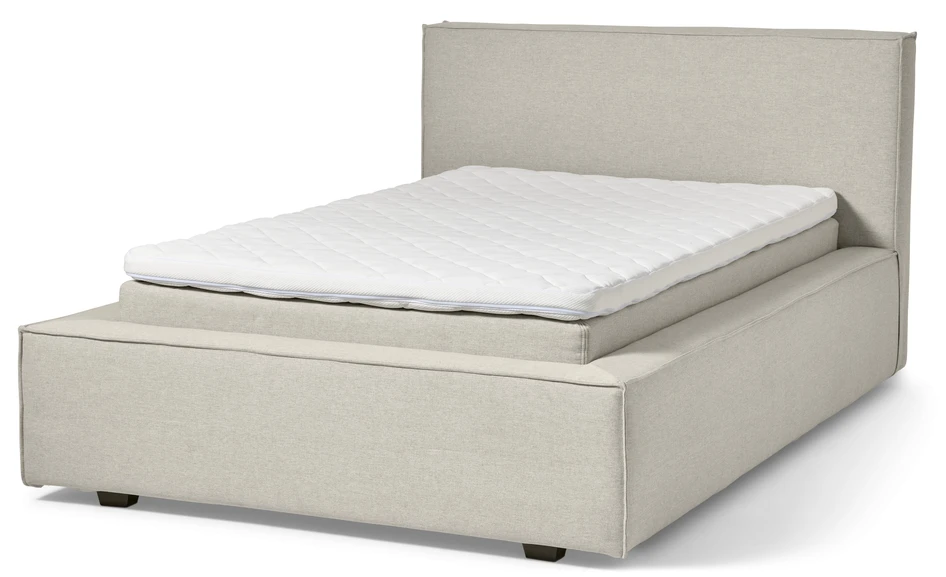 Delux Sign - Sängram inkl. gavel med resårkassett Delux Dream och bäddmadrass Sense, enkelsäng, bäddmått 120 cm - Beige