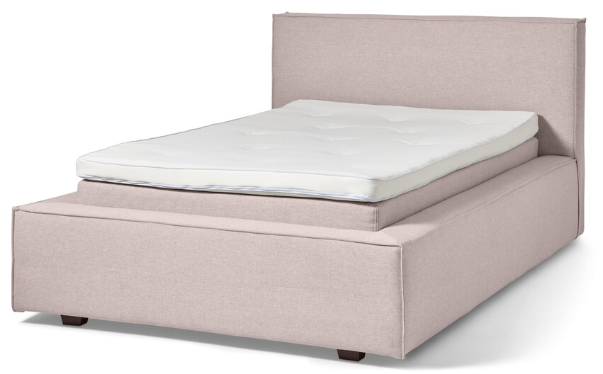 Delux Sign - Sängram inkl. gavel med resårkassett Delux Sense och bäddmadrass Sleep, enkelsäng, bäddmått 120 cm - Rosa