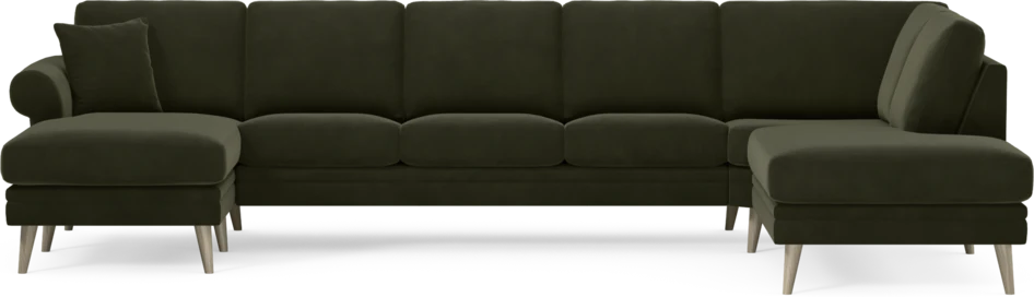 Eden - 3-sits soffa med schäslong vänster och divan höger - Grön