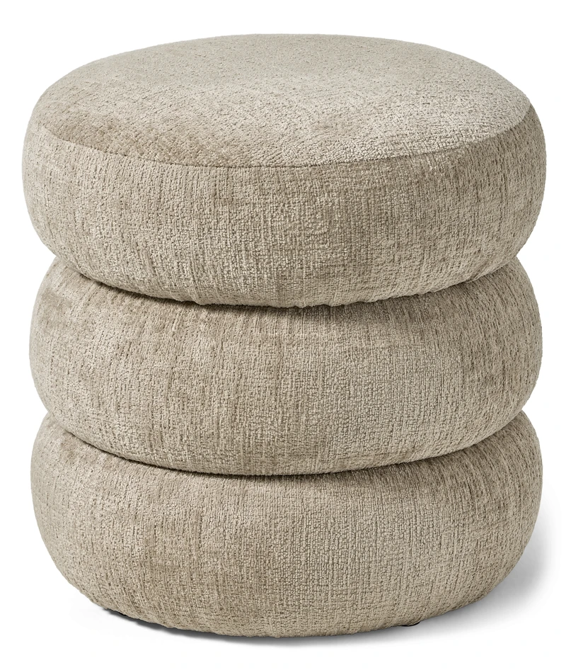 Boris - Puff, Ø 41 cm med förvaring - Beige