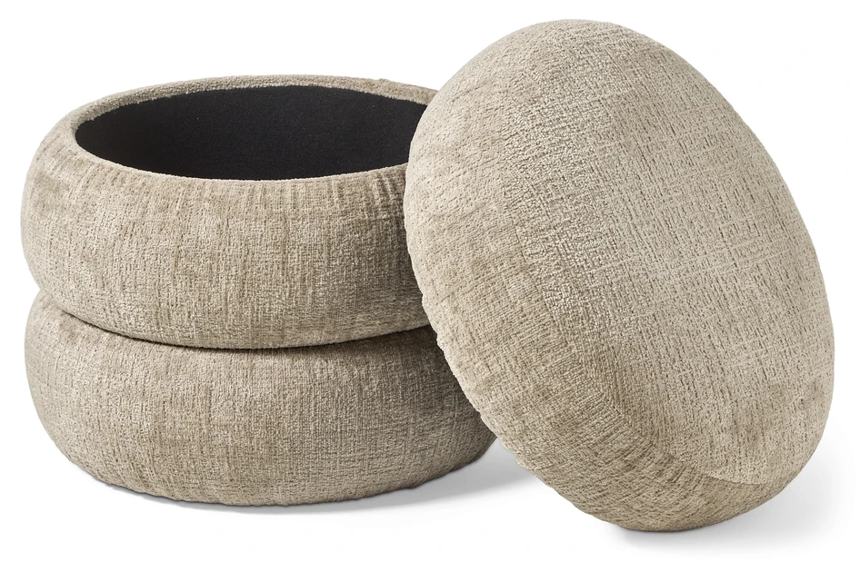 Boris - Puff, Ø 41 cm med förvaring - Beige