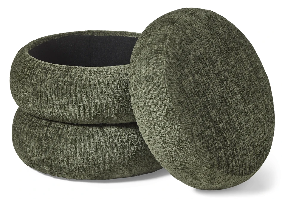 Boris - Puff, Ø 41 cm med förvaring - Grön