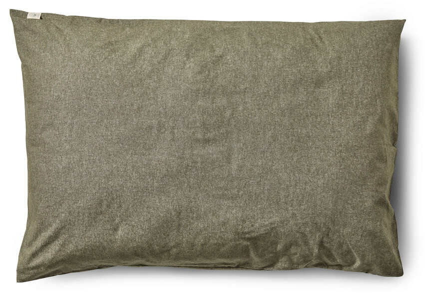 Majken - Örngott till hotellkudde i garnfärgat bomullsflanell, 70x100 cm - Grön