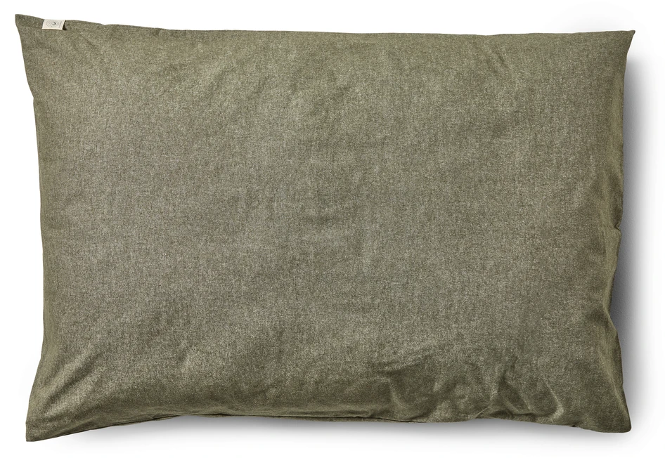 Majken - Örngott till hotellkudde i garnfärgat bomullsflanell, 70x100 cm - Grön