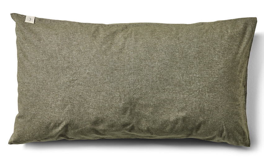 Majken - Örngott till hotellkudde i garnfärgat bomullsflanell, 50x90 cm - Grön