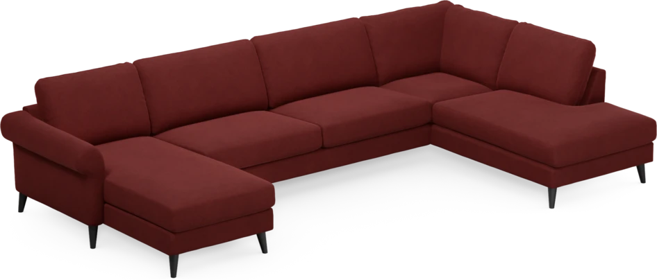 Bridge - 3-sits soffa med schäslong vänster och divan höger - Röd