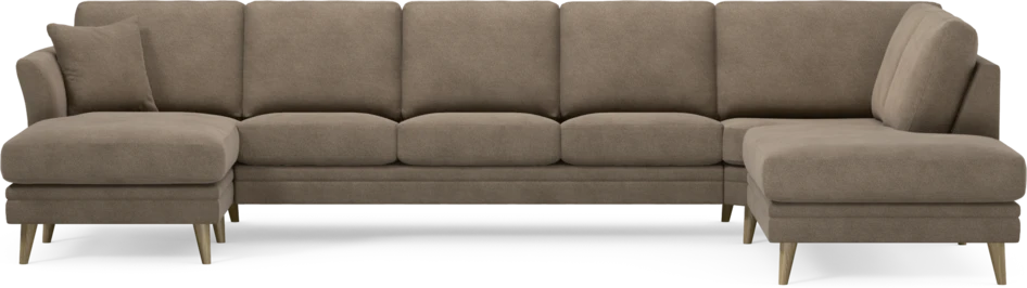 Eden - 3-sits soffa med schäslong vänster och divan höger - Brun