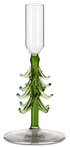 Julgran - Ljusstake, H 18,5 Ø 8 cm - Grön