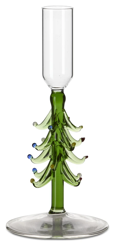 Julgran - Ljusstake, H 18,5 Ø 8 cm - Grön