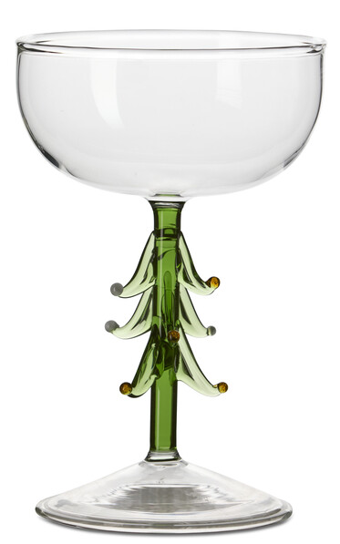 Julgran - Champagneglas Coupe, H 13,8 Ø 9 cm, 15 cl - Grön