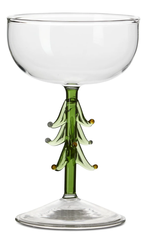 Julgran - Champagneglas Coupe, H 13,8 Ø 9 cm, 15 cl - Grön